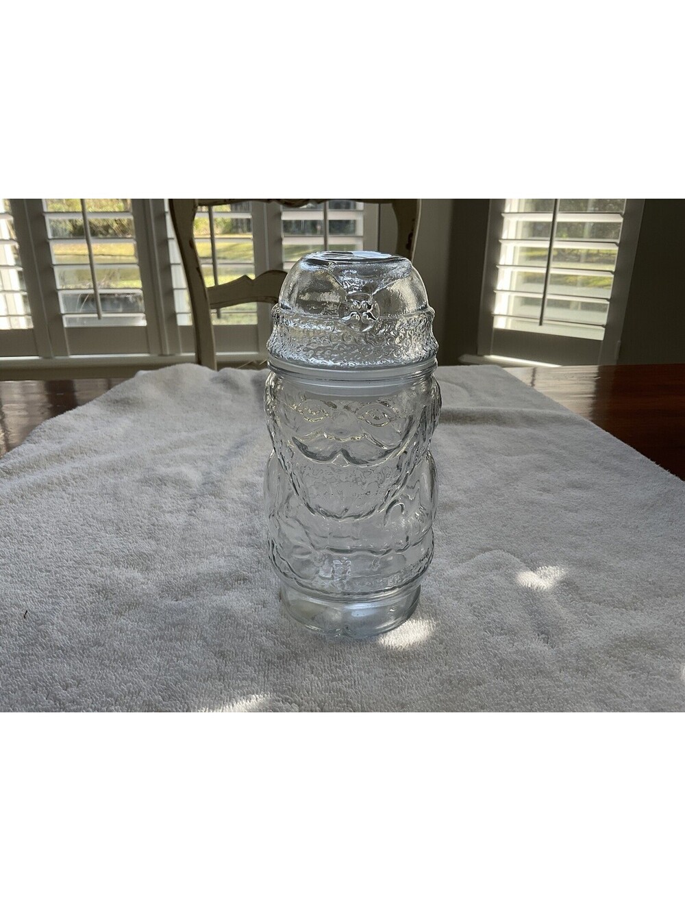 Vintage Libby Clear Glass Santa Claus   Apothecary Candy Jar CHRISTMAS